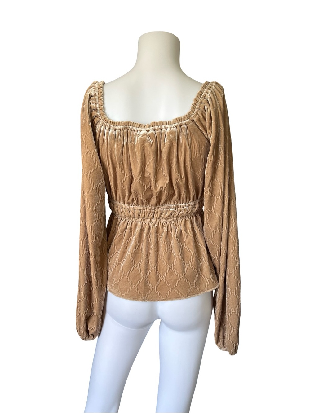 Sterling & Stitch Brown Velvet Babydoll Top Whimsigoth Peasant Womens Size Small - Picture 2 of 9